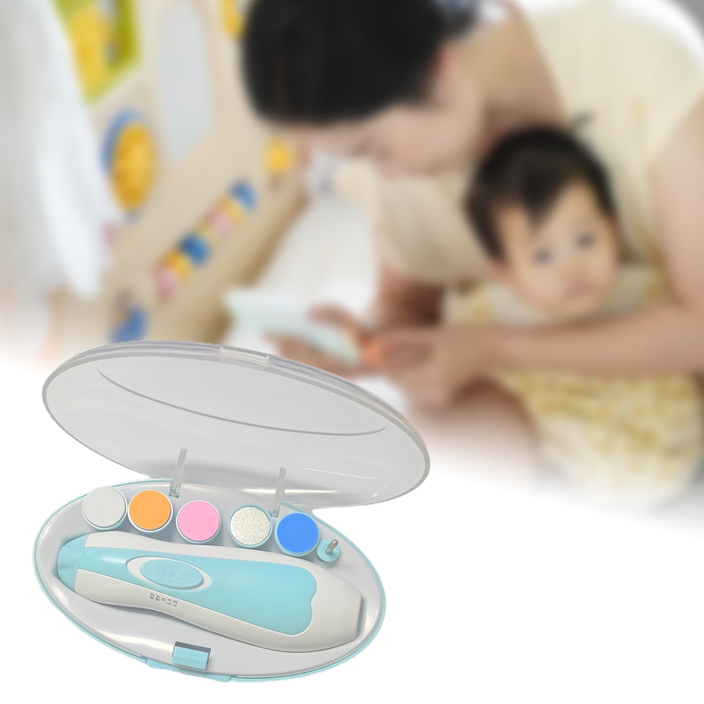 Baby Nail Trimme, Buffer, Nail Grinder For Infant And Baby With 6 Grinding Heads And Led Light