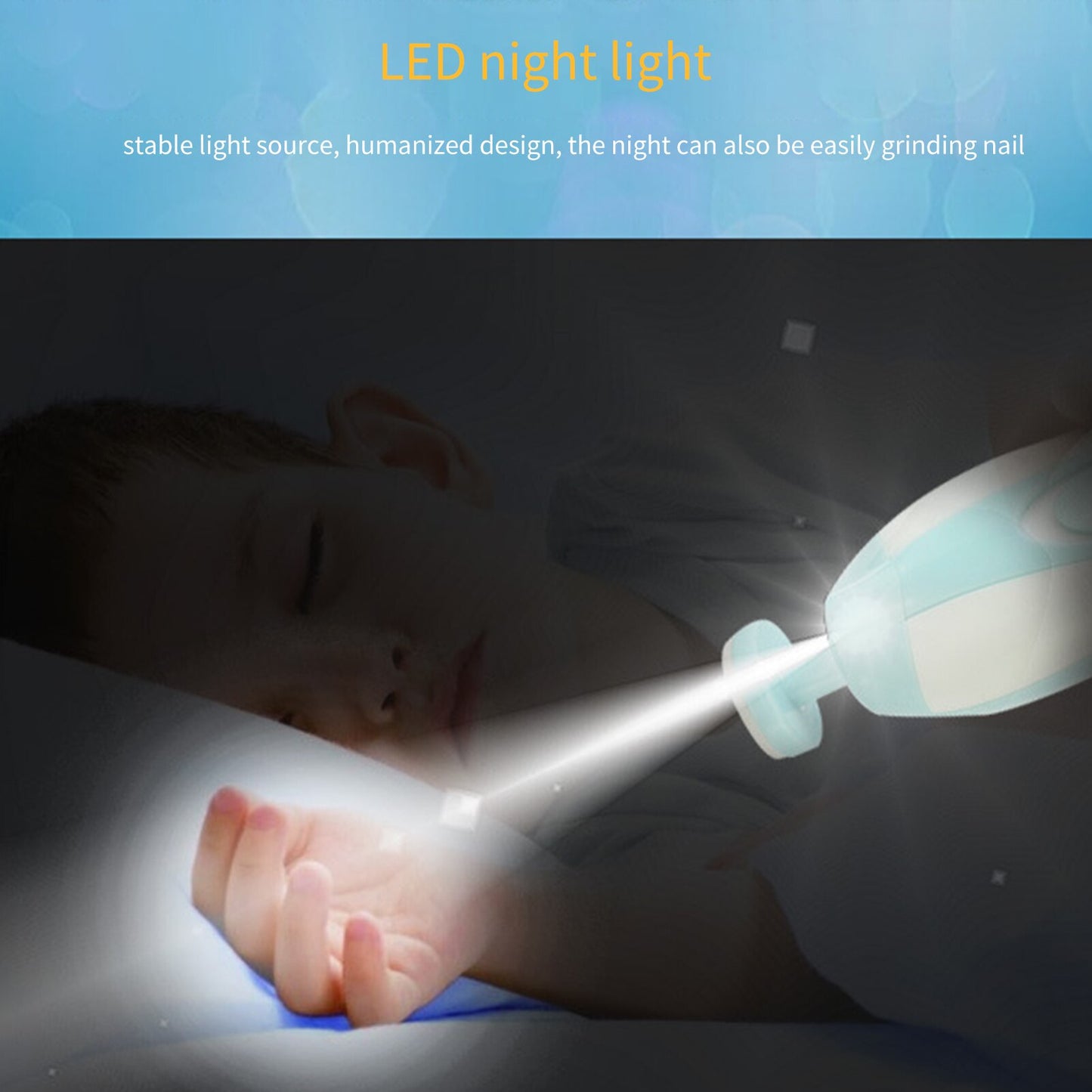 Baby Nail Trimme, Buffer, Nail Grinder For Infant And Baby With 6 Grinding Heads And Led Light