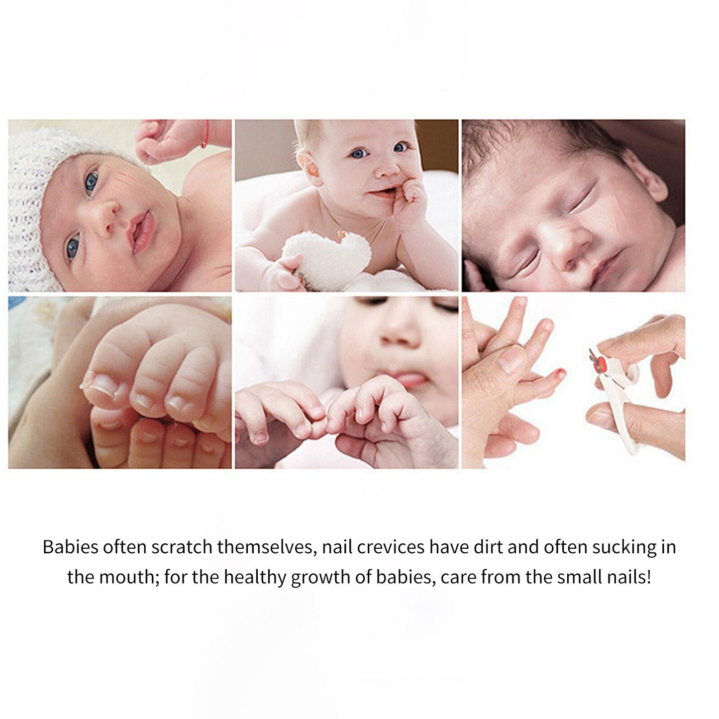 Baby Nail Trimme, Buffer, Nail Grinder For Infant And Baby With 6 Grinding Heads And Led Light