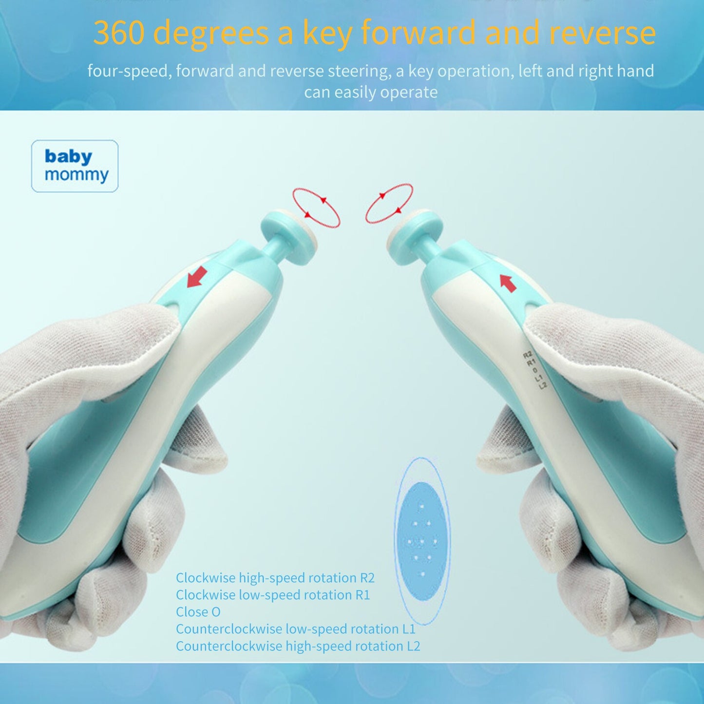Baby Nail Trimme, Buffer, Nail Grinder For Infant And Baby With 6 Grinding Heads And Led Light