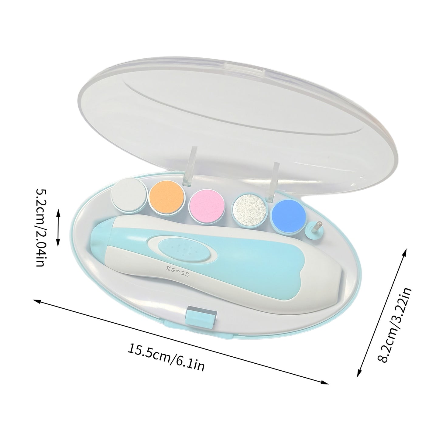 Baby Nail Trimme, Buffer, Nail Grinder For Infant And Baby With 6 Grinding Heads And Led Light