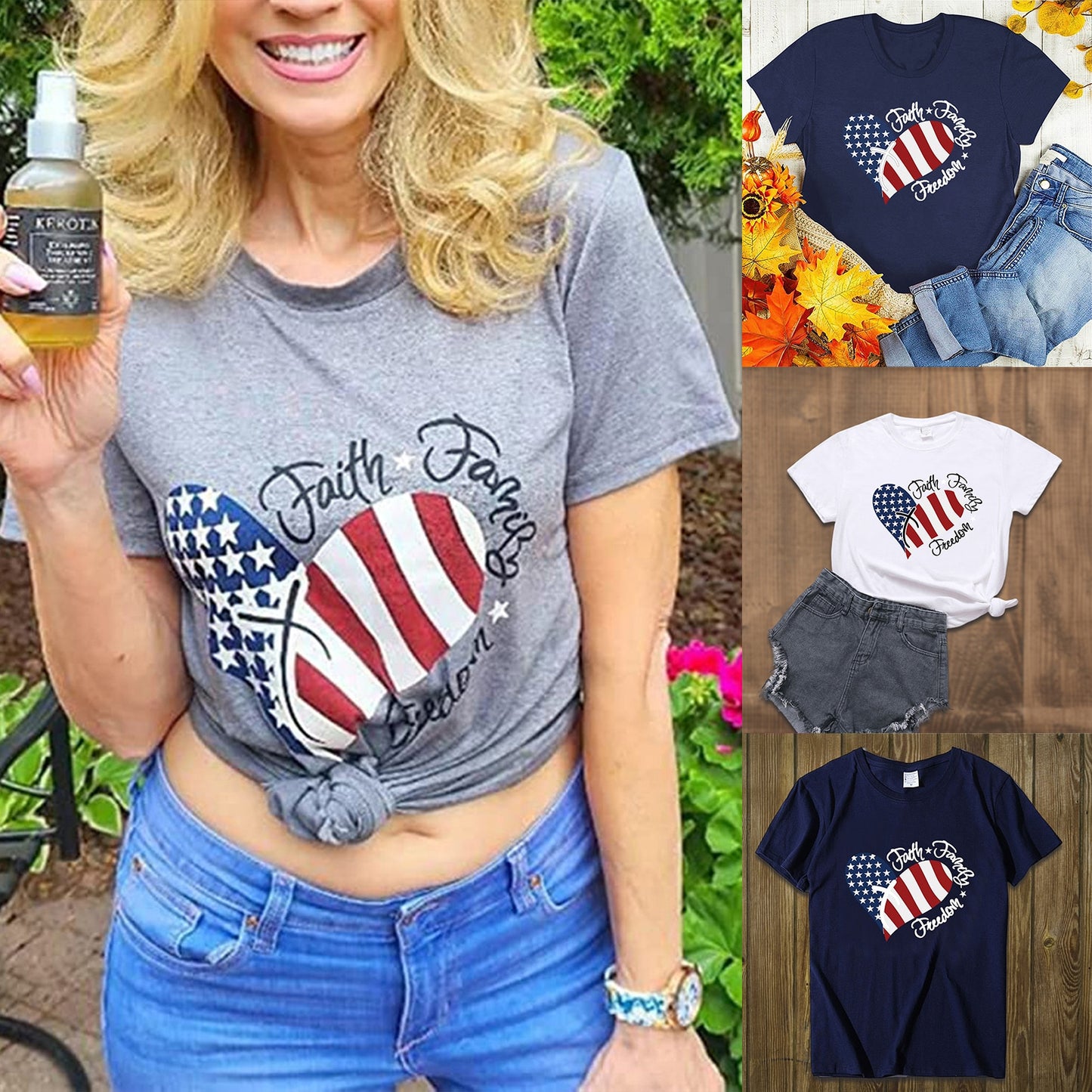 Women American Flag Faith Shirt