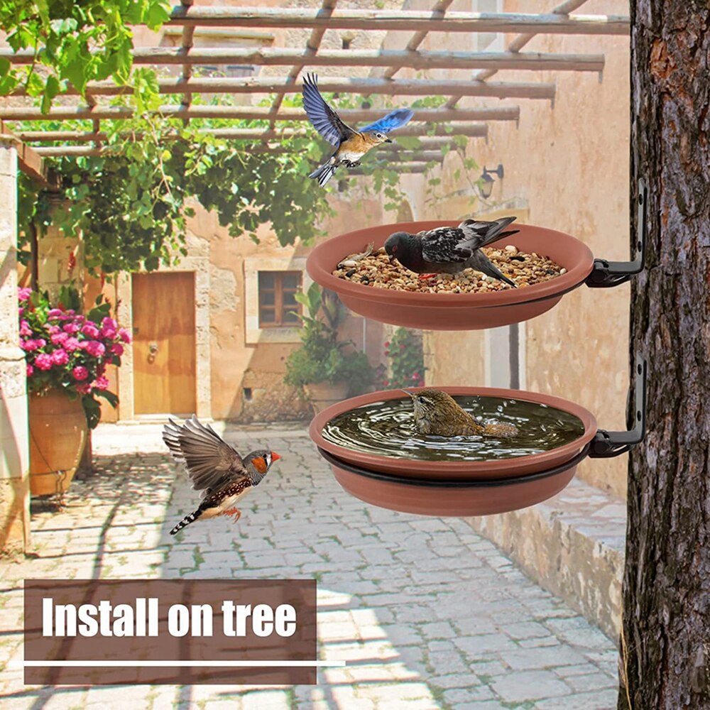 Pet Bird Garden Outdoor Hanging Bird Feeder Stand Bath Tray Set