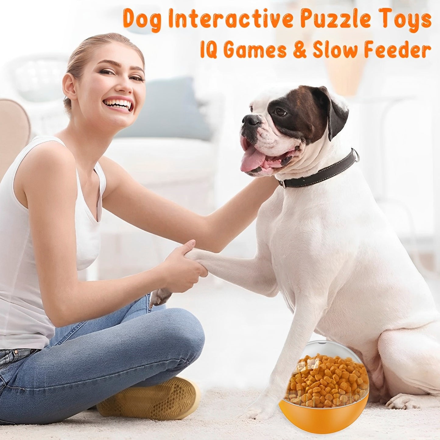 Dog Treat Dispensing Ball with Giggling Sound Fun Interactive Toy