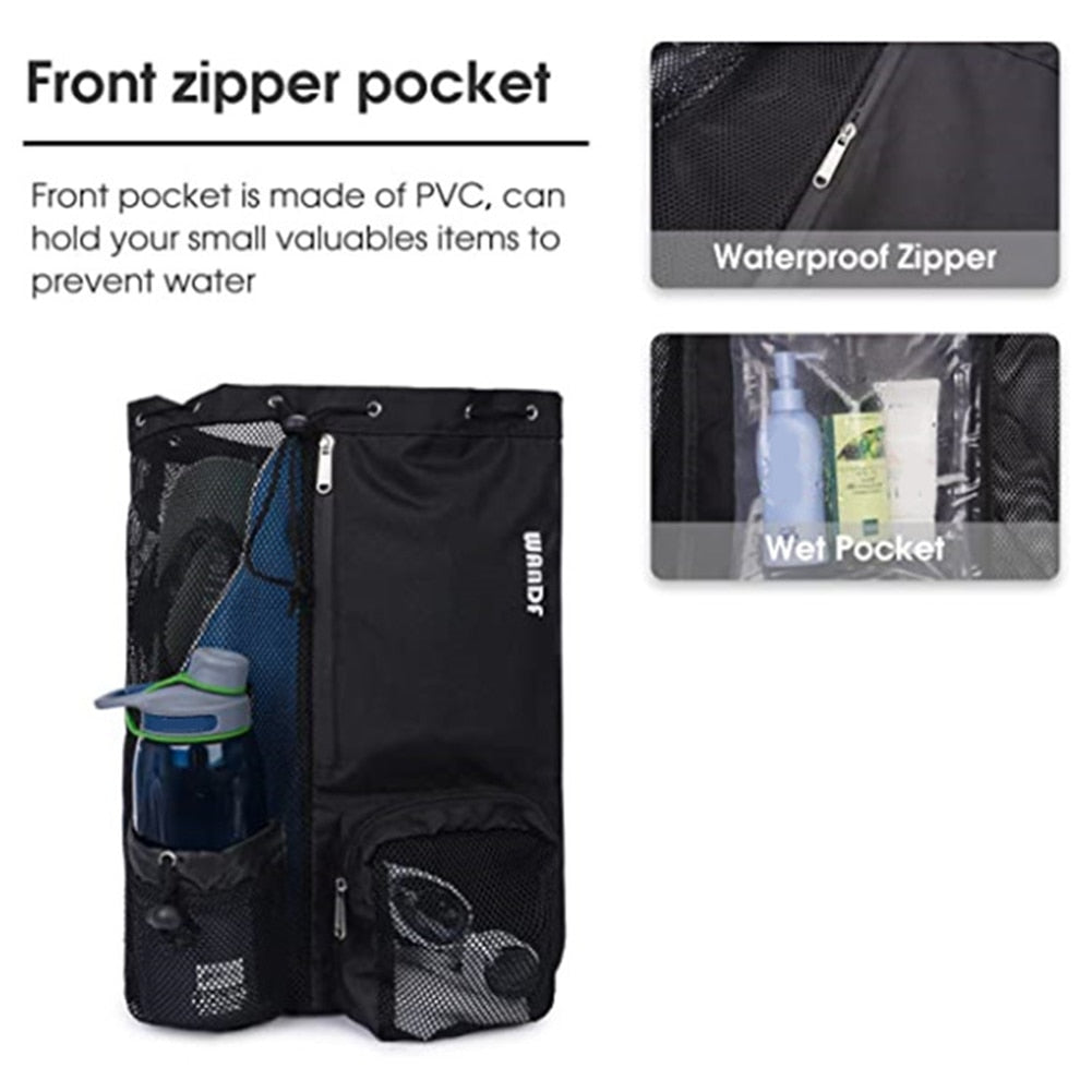 Drawstring Storage Bag with Wet Pockets for Outdoor Hiking