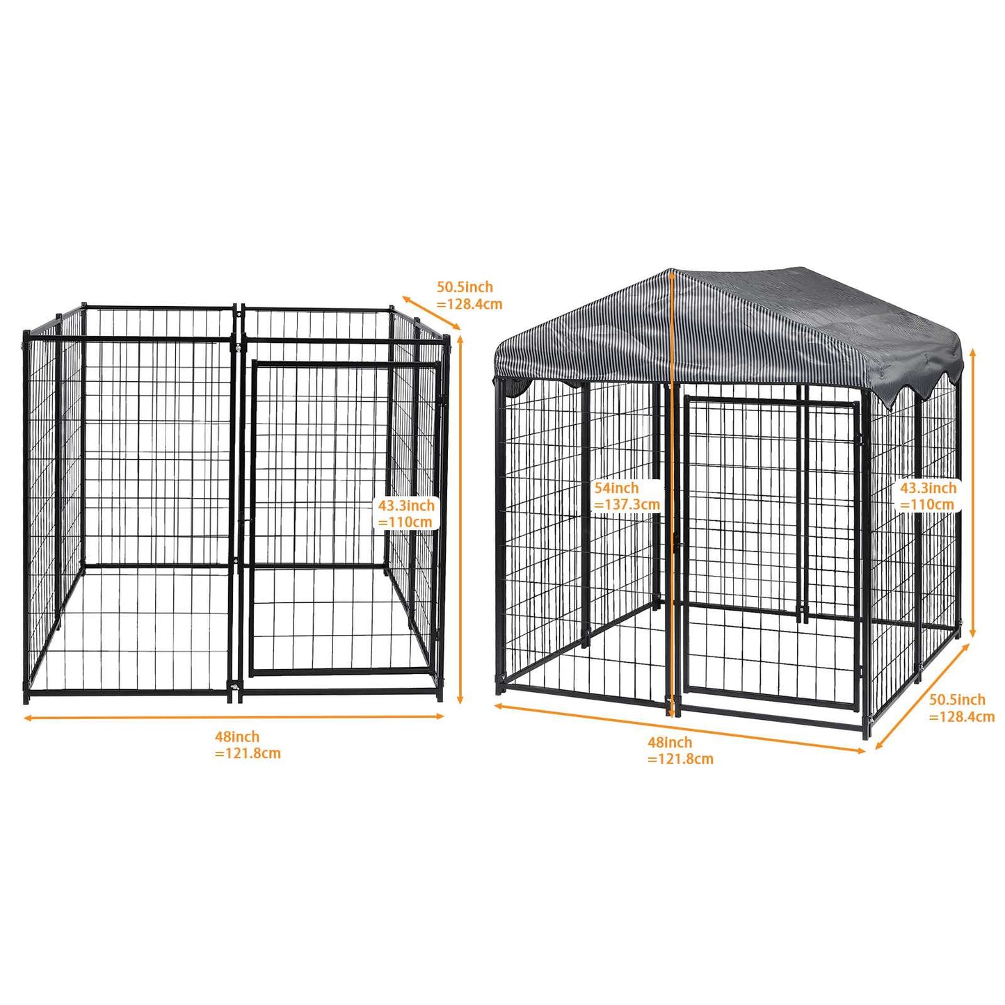 Large Outdoor Dog Kennel 4ft x 4.2ft x 4.5ft Fence with UV Resistant Oxford-Cloth Roof Secure