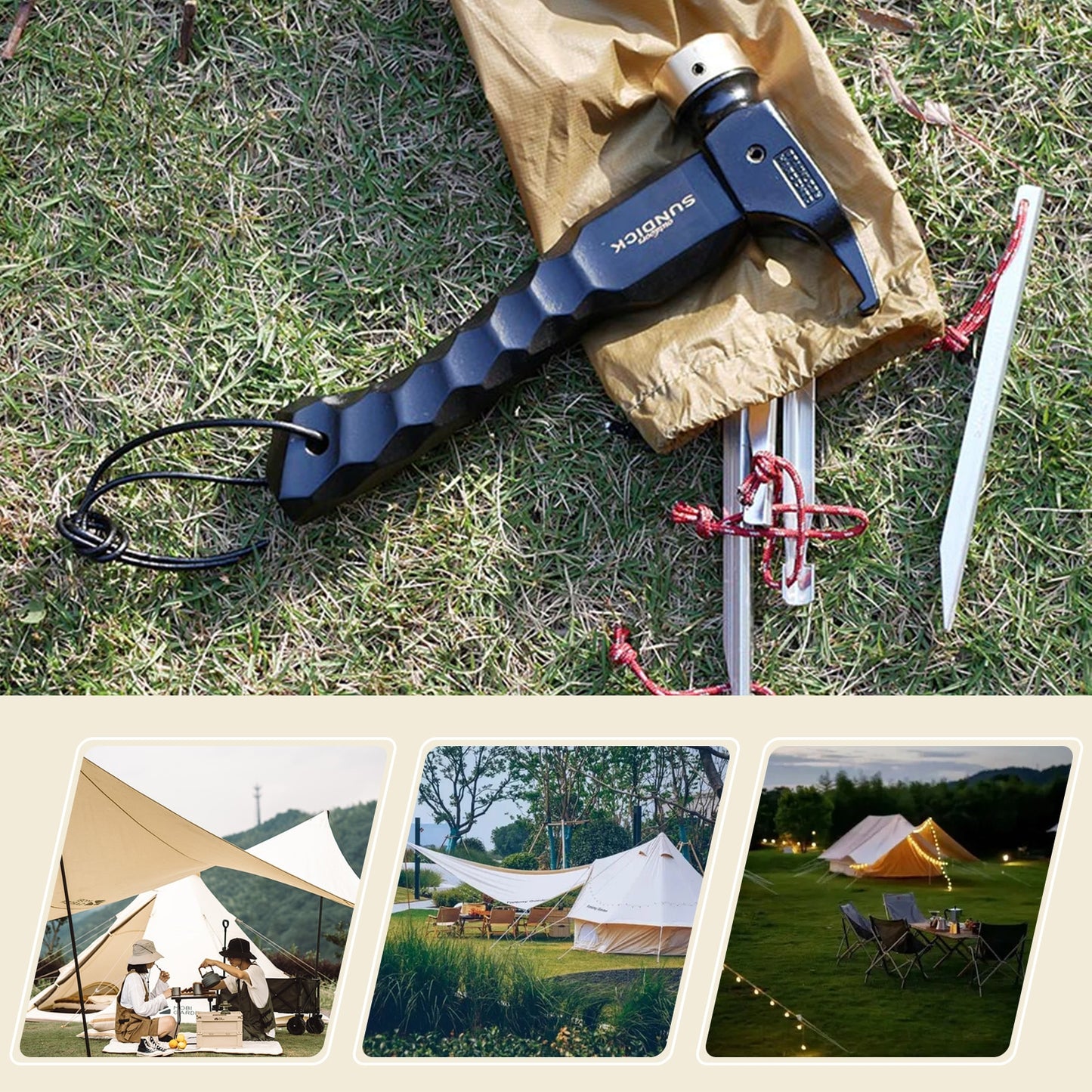 Outdoor Camping, Hiking Tent Nail Puller Hammer with Lanyard