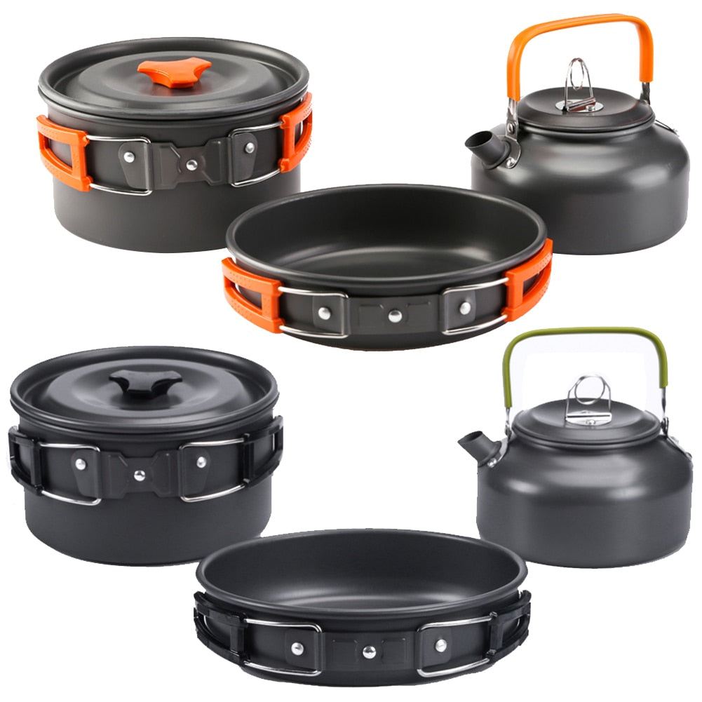 3 in 1 Alumina Outdoor Pot Pan Kettle Camping Cookware Kit For Hiking