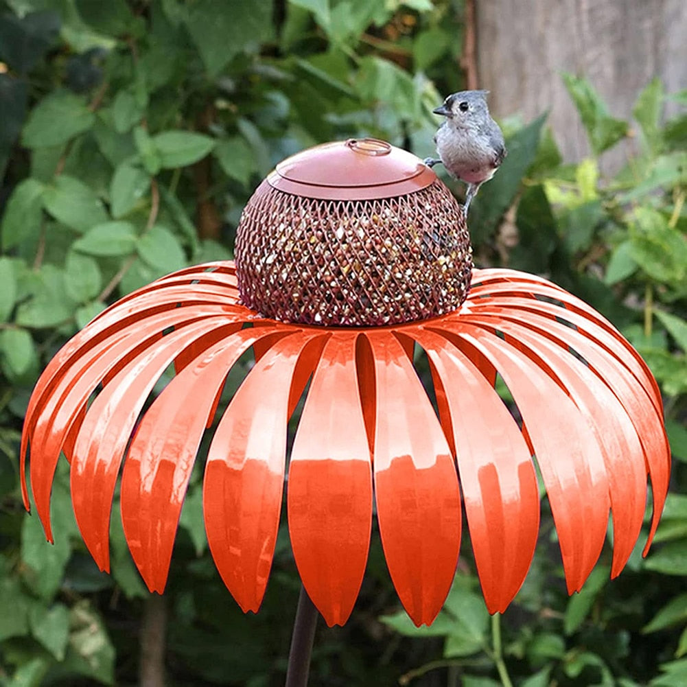 Metal Flower Hanging Bird Feeder