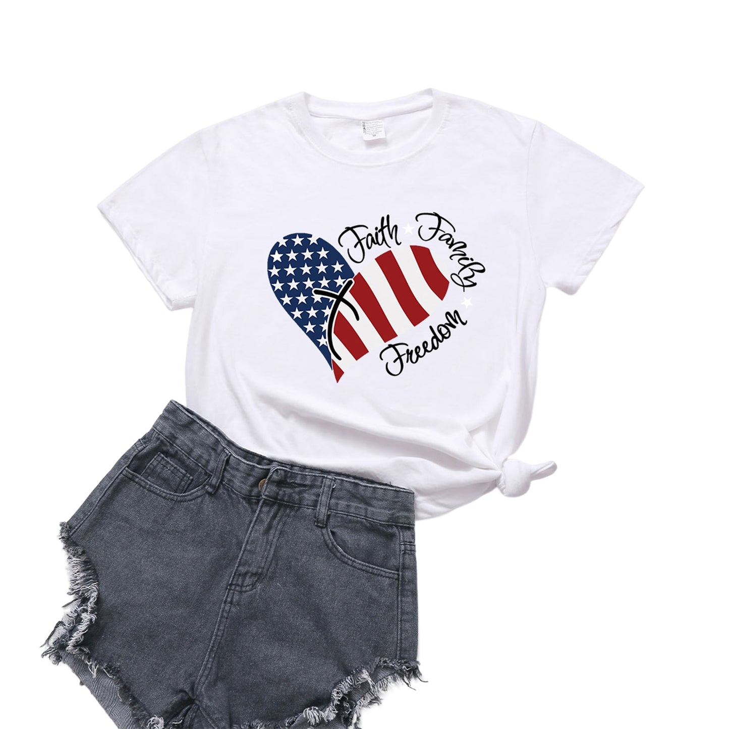 Women American Flag Faith Shirt