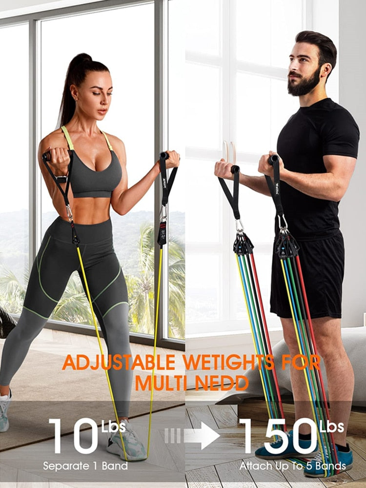 Resistance Exercise Bands with Door Anchor Legs Ankle Straps for Resistance Training Physical Therapy Home Workouts