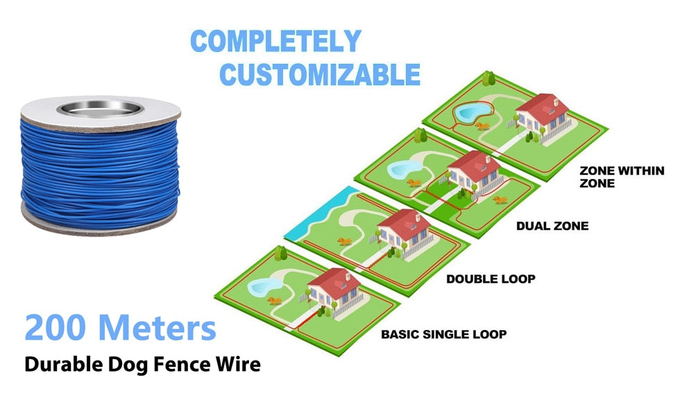 MASBRILL Electric Dog Fence Aboveground Underground Pet Containment System Equip IPX7 Waterproof Rechargeable Fence Collars