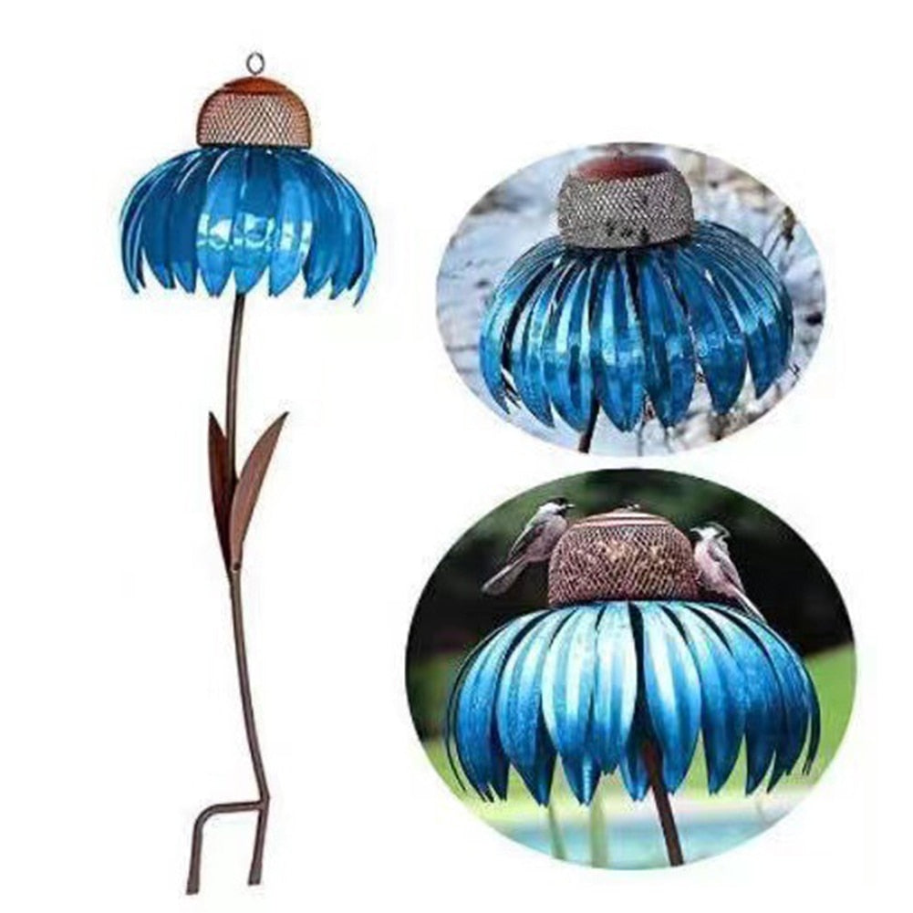 Metal Flower Hanging Bird Feeder