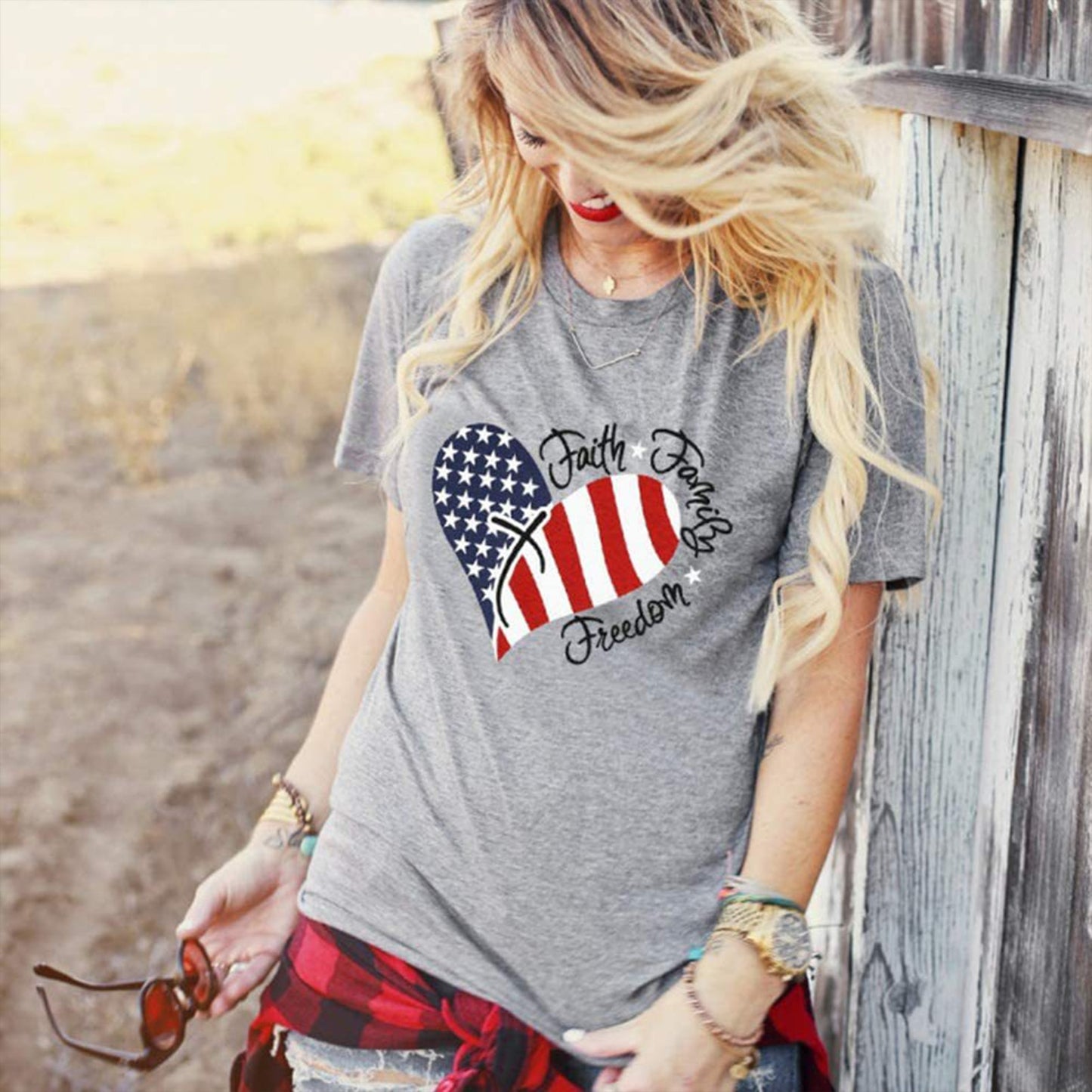 Women American Flag Faith Shirt