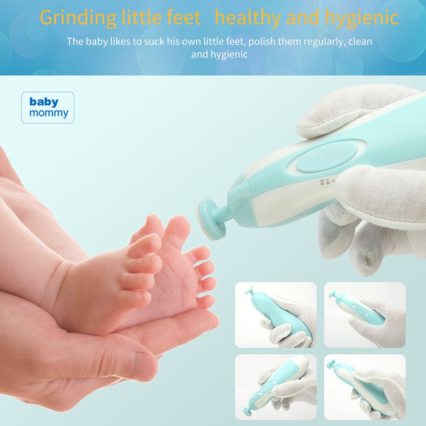 Baby Nail Trimme, Buffer, Nail Grinder For Infant And Baby With 6 Grinding Heads And Led Light