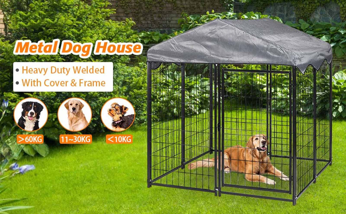 Large Outdoor Dog Kennel 4ft x 4.2ft x 4.5ft Fence with UV Resistant Oxford-Cloth Roof Secure