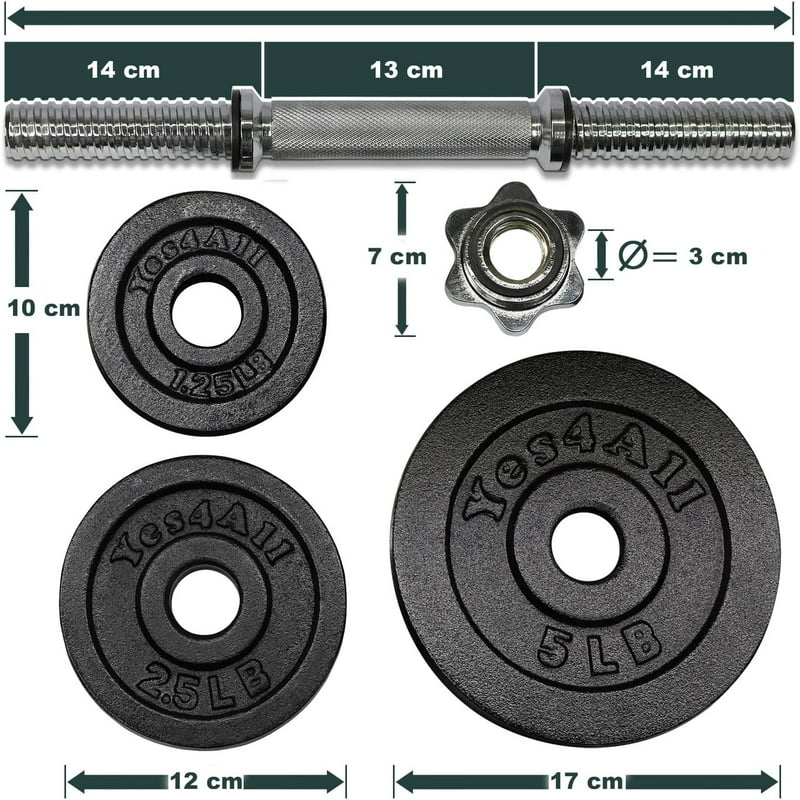 Adjustable Cast Iron Dumbbell Weight Set For Home Gym, Single LBS Weight Increase/Decrease.