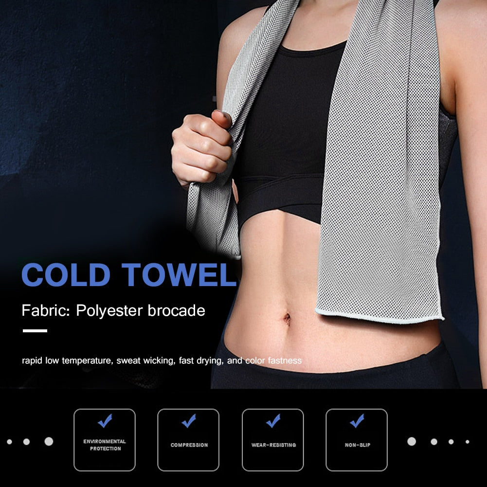 1-4pcs Ice Cooling Towel with Hook For Yoga