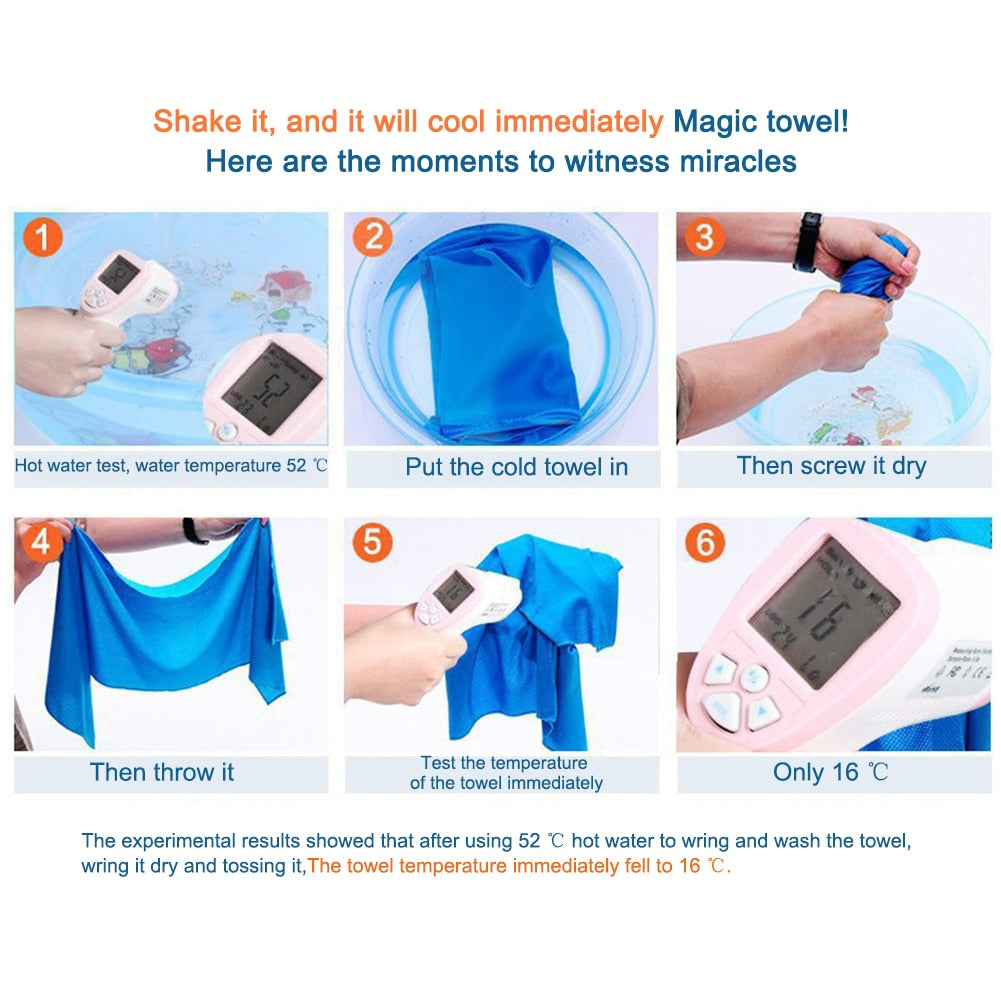 1-4pcs Ice Cooling Towel with Hook For Yoga