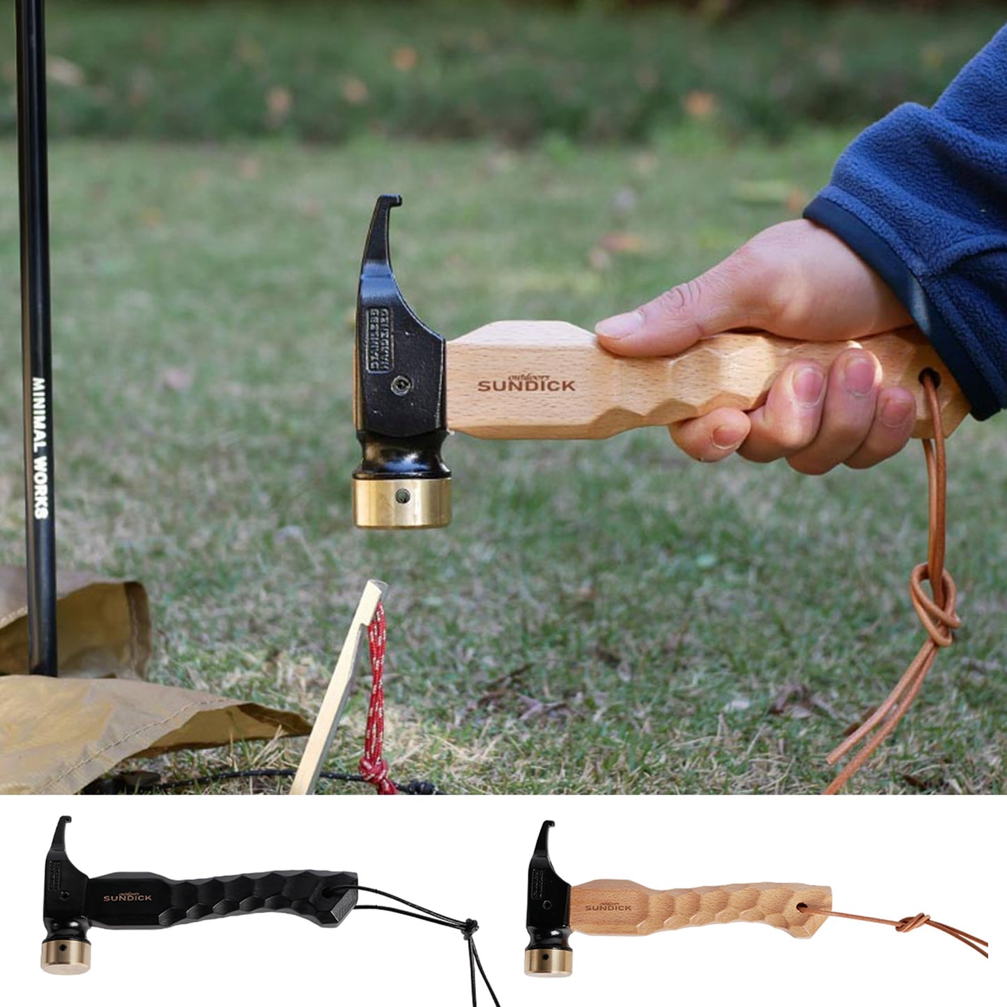 Outdoor Camping, Hiking Tent Nail Puller Hammer with Lanyard