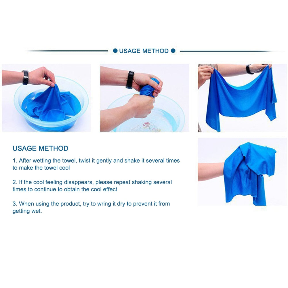 1-4pcs Ice Cooling Towel with Hook For Yoga