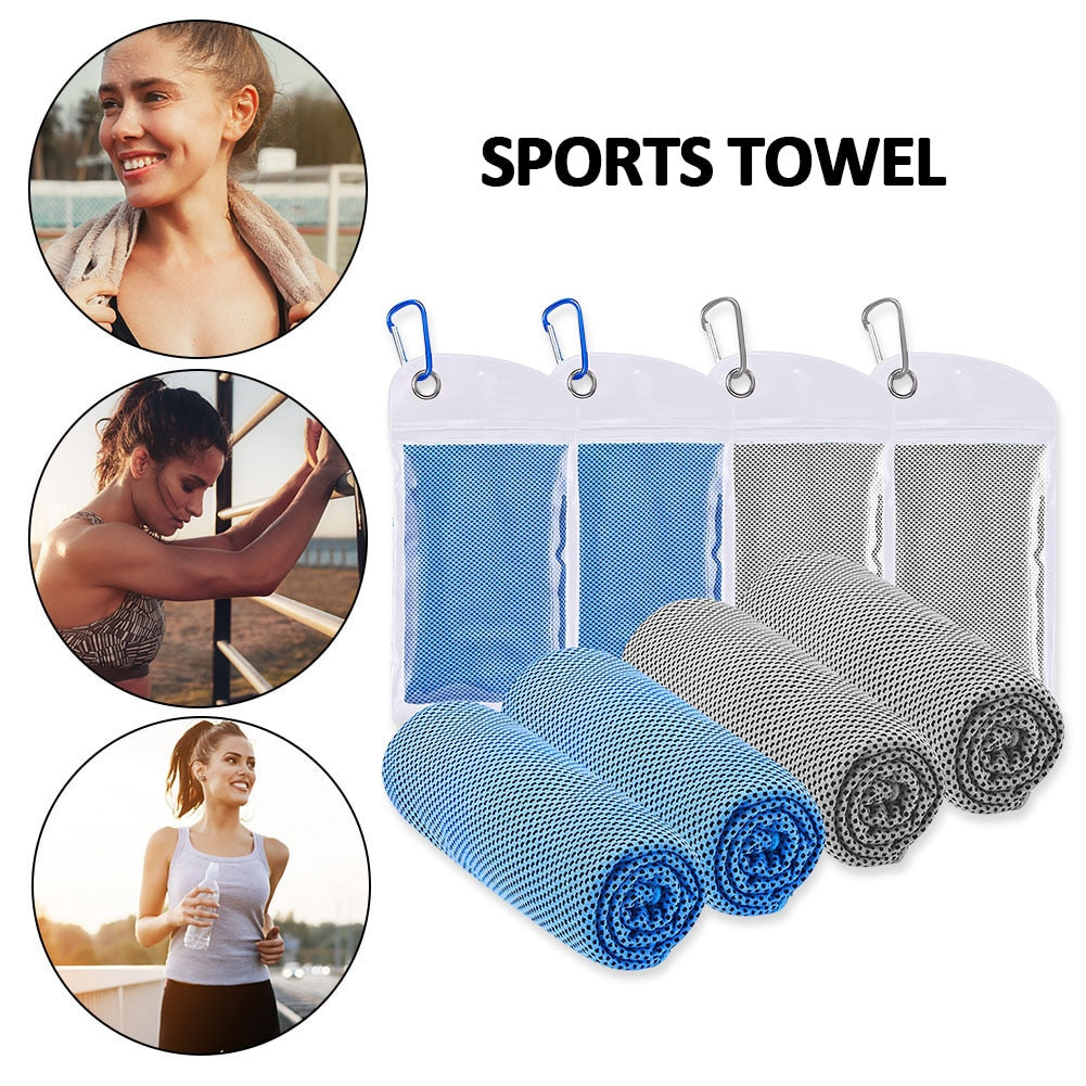 1-4pcs Ice Cooling Towel with Hook For Yoga