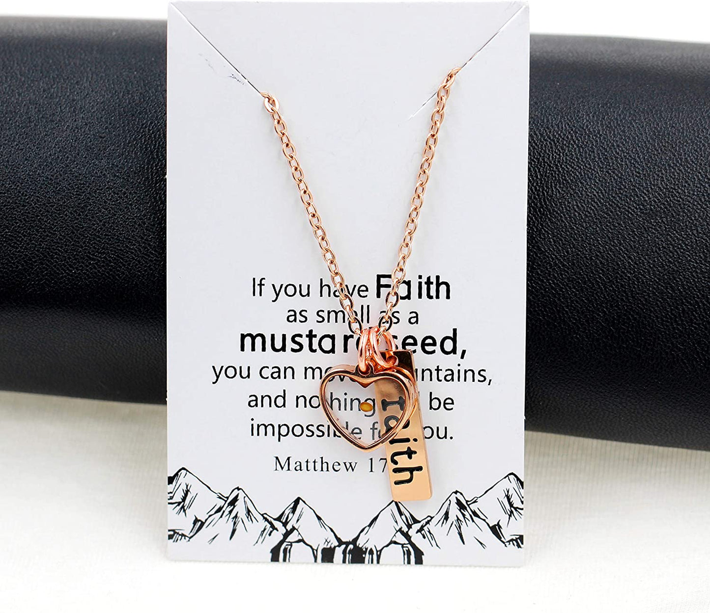 Stainless Steel Faith Real Mustard Seed Pendant Necklace Charm Jewelry for Christian Inspirational Gift