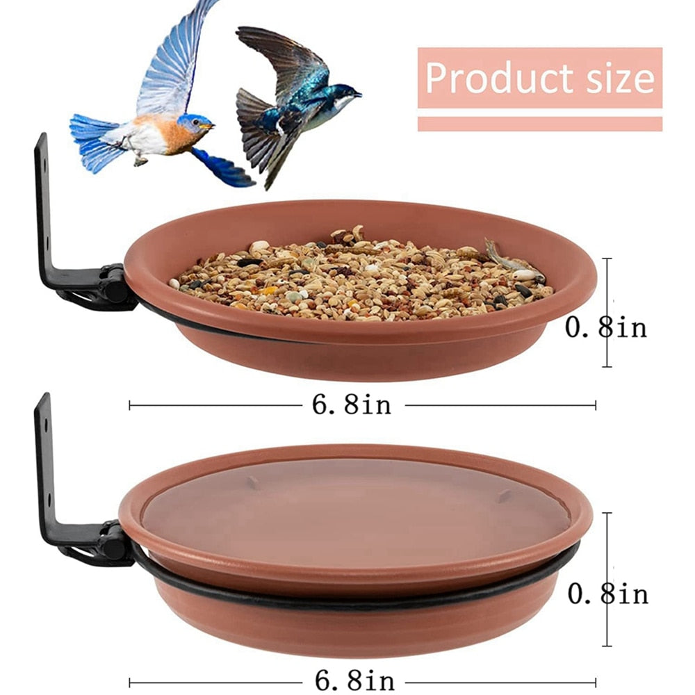 Pet Bird Garden Outdoor Hanging Bird Feeder Stand Bath Tray Set