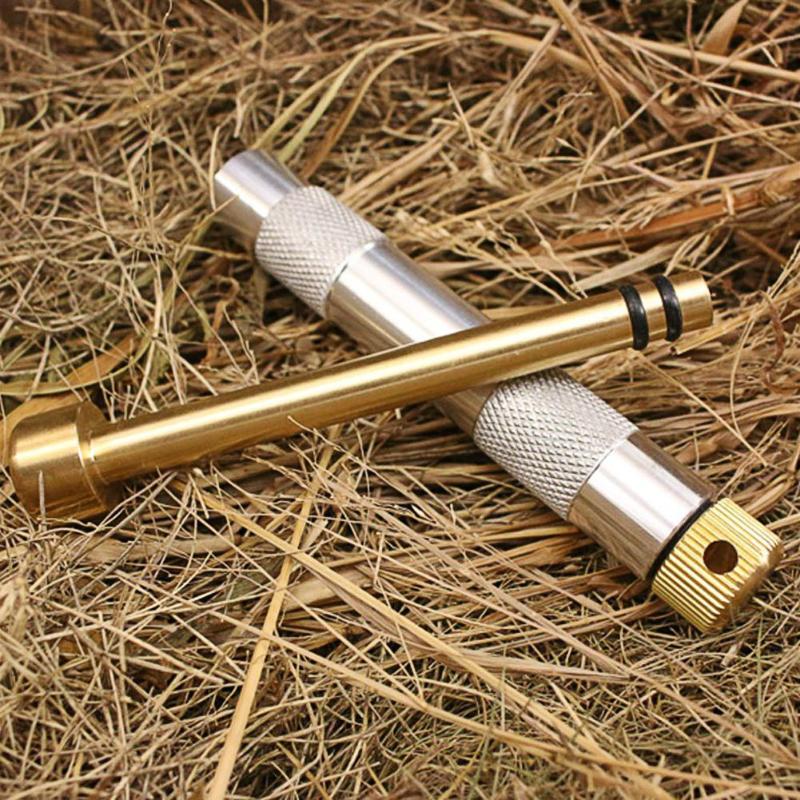 Brass Metal Fire Piston with Char Cloth-Hiking / Survival / Outdoor Emergency Fire Tube