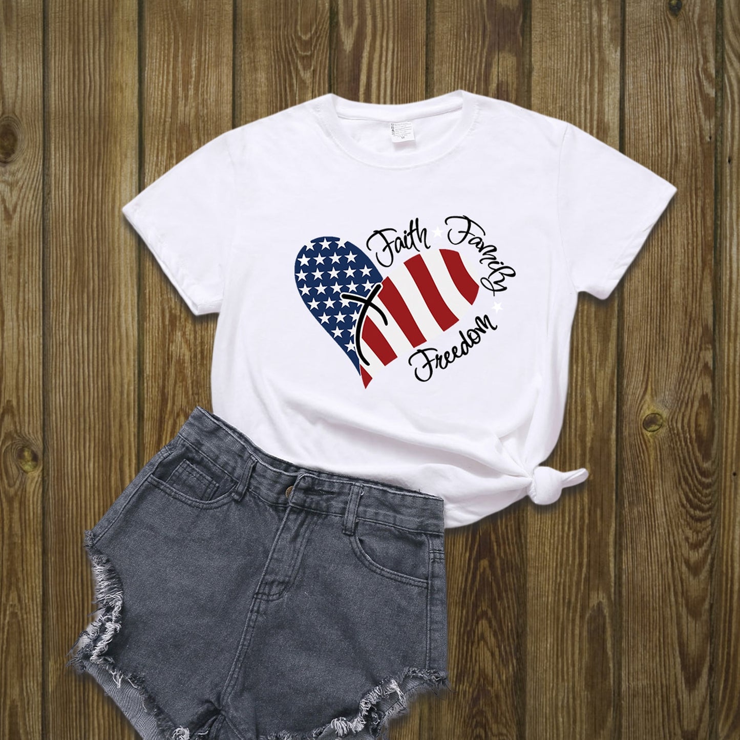 Women American Flag Faith Shirt