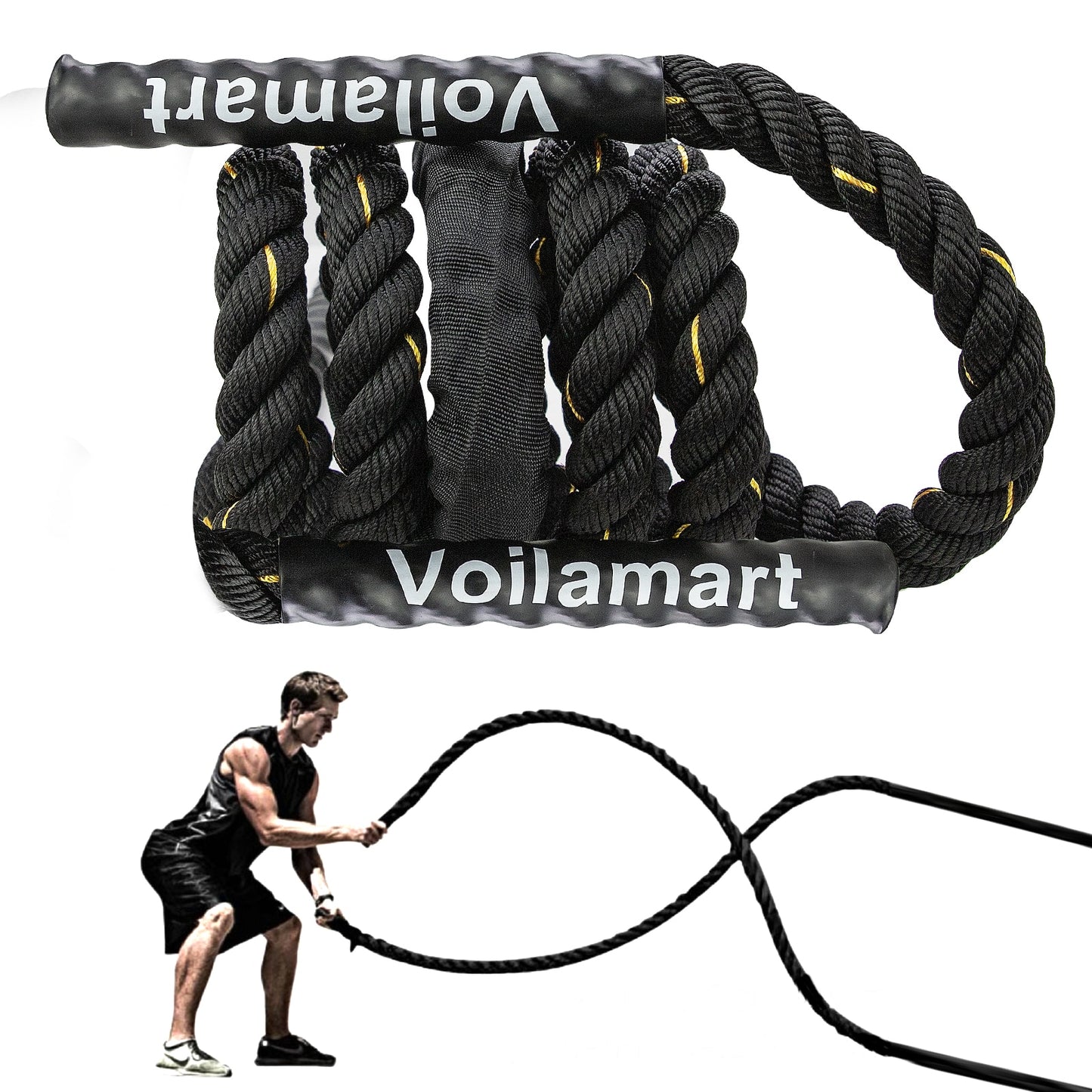 3LB-5LB/10FT Heavy Rope Cross-fit Weighted Battle Skipping Ropes for Strength Training